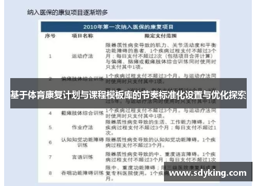 基于体育康复计划与课程模板库的节奏标准化设置与优化探索